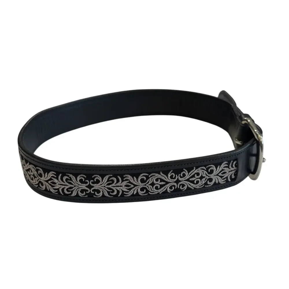 Ovation Riding Leather Equestrian Belt Black Silver Buckle English HJ Girls XL